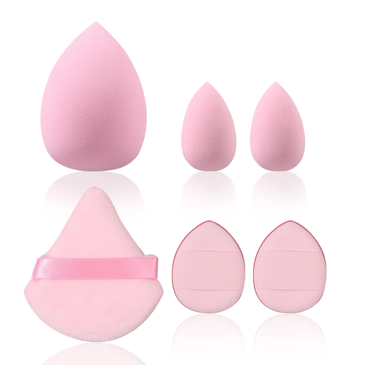 Le ensemble d'éponges de maquillage rose 12 pièces comprend 3 œufs de beauté, 3 bouffées de poudre triangulaires, 3 mini œufs de beauté et 3 bouffées de poudre pour le pouce