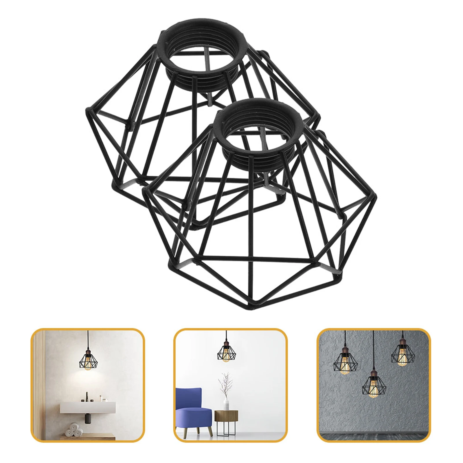 

2Pcs Exquisite Metal Lampshade Vintage Ceiling Light Cover for Home Bar Restaurant Decor Pendant Lamp Shade Replacement Hollow