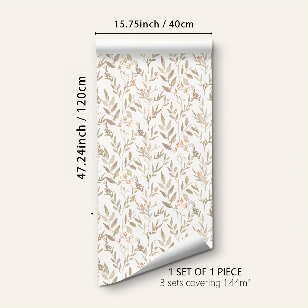 1 roll of brown plant leaves small fresh moisture-proof thickened wallpaper self-adhesive waterproof home decoration removable w