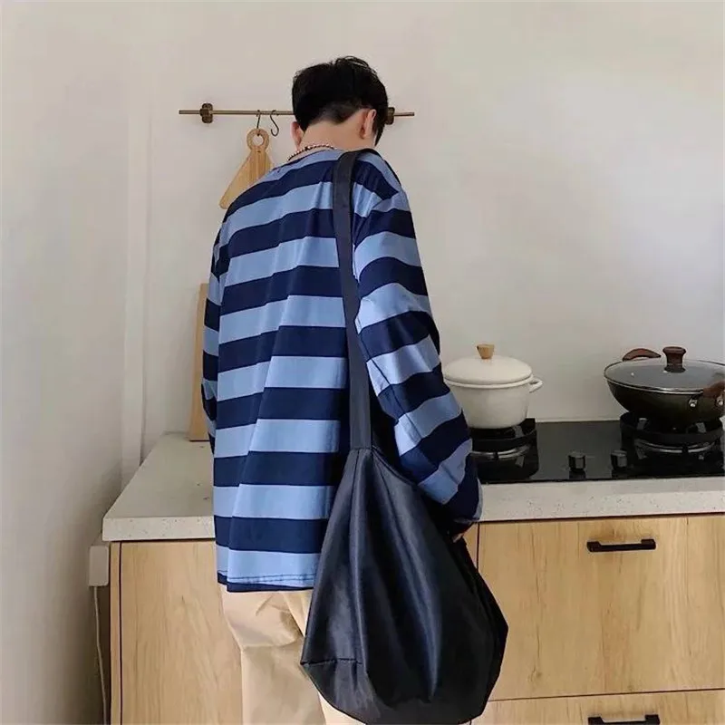 2023 Cool Autumn Fashion Mens Strip T Shirt Korean Hip Hop Casual Tops Women Loose Tops Ulzzang Clothes Males White T Shirts