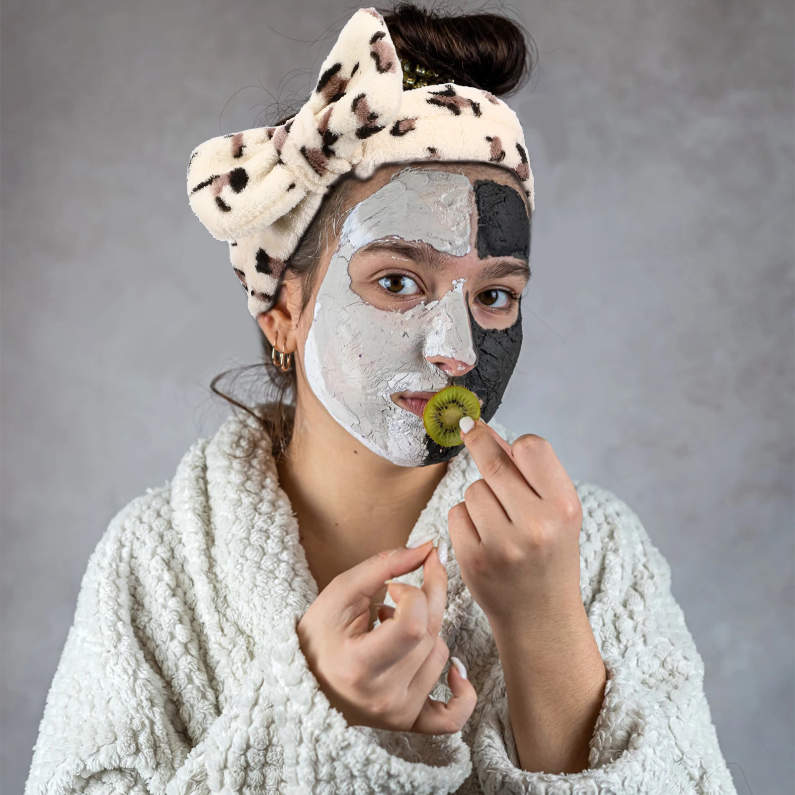 

6 Leopard Print Dot Headbands Cozy Elastic Hair Accessories for Makeup Spa Bathing Women Shower Bowknot Facial Cleansing