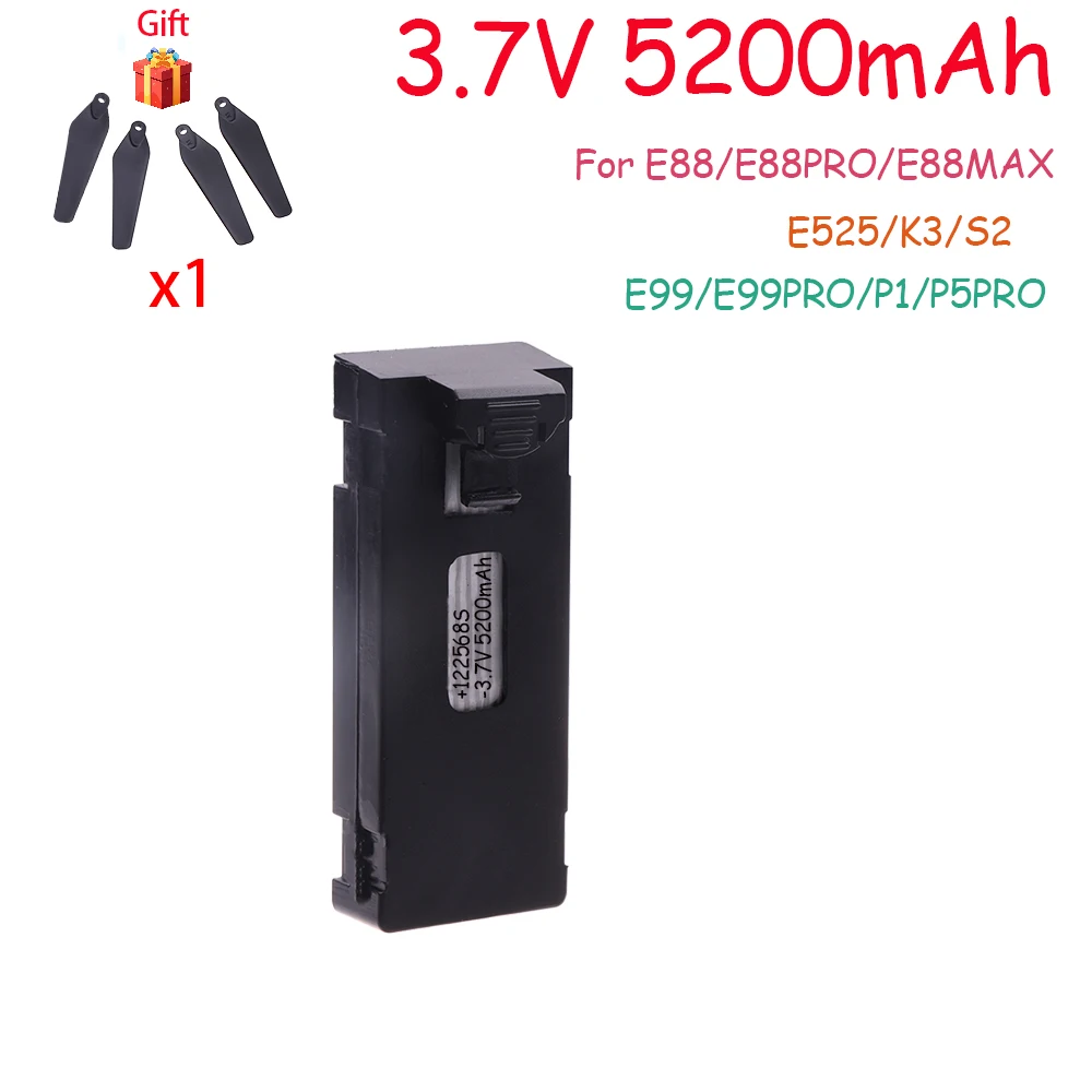 Upgrade 3.7V Drone Battery Accessory 5200mAh For E88 E88 PRO  E99 PRO E525PRO Mini Uav Drone Battery 4K Drone Spare Part Battery