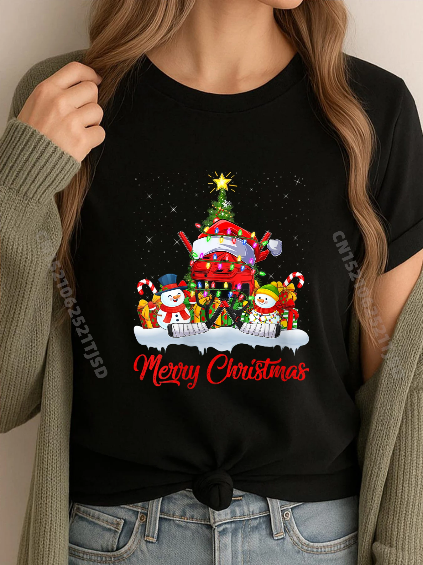 

Женские хоккейные рождественские елочные футболки с Санта-хокеем, рождественские синие и белые графические футболки, летние винтажные футболки на День Святого Валентина