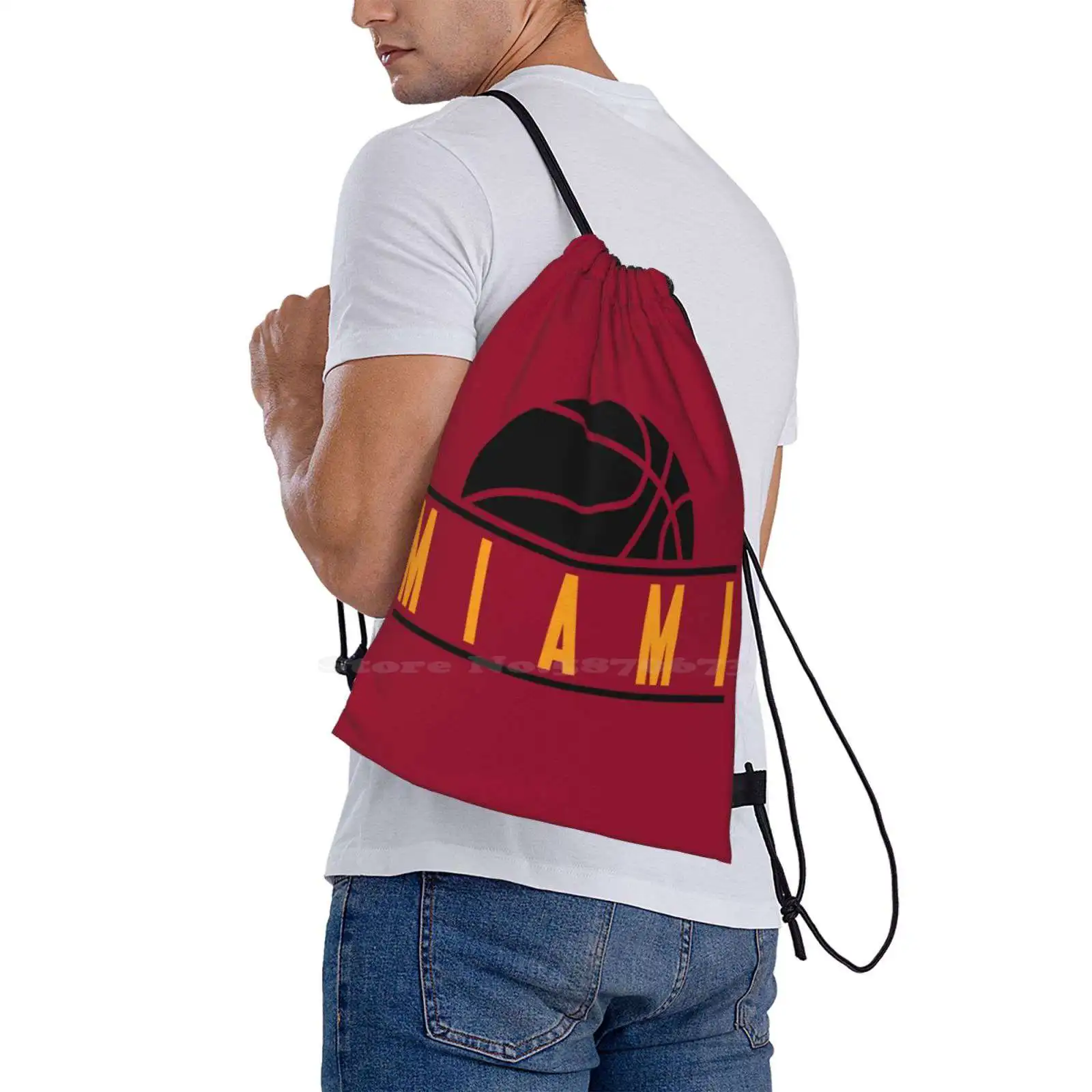 Miami Basketball Modern Logo Red Hot Sale Schoolbag Backpack Fashion Bags Miami Florida Slamdunk Ballers Heat Modern Logo Font