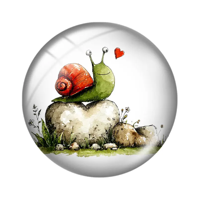 Valentine's Day Snail Love 12/18/20/25mm glass cabochon  bracelet pendant rings for jewelry demo earrings back Making findings