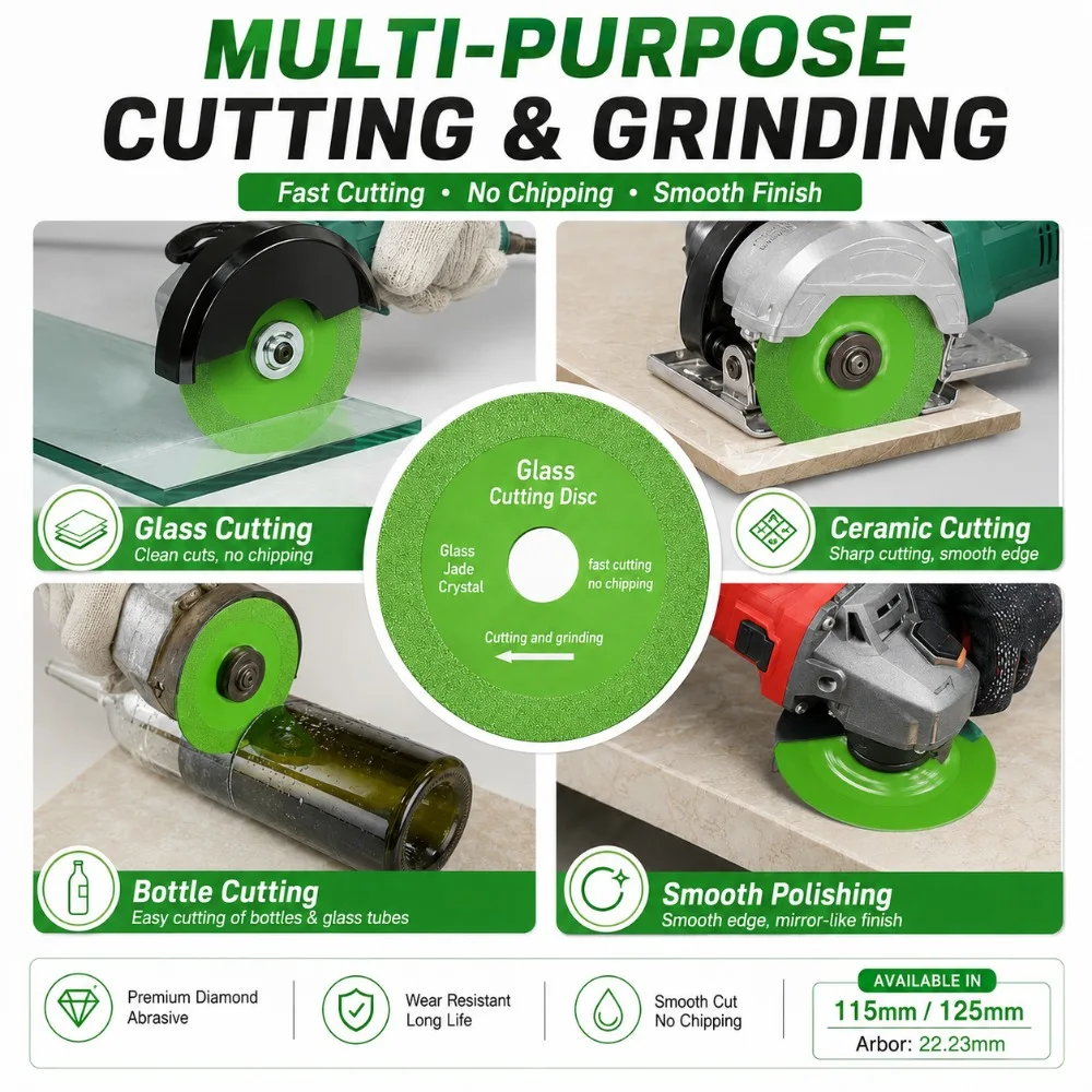 

Diamond Glass Cutting Disc 115/125mm Grinding Wheel Blade for Marble Ceramic Tile Jade Crystal Cutting Sheet Workshop Use