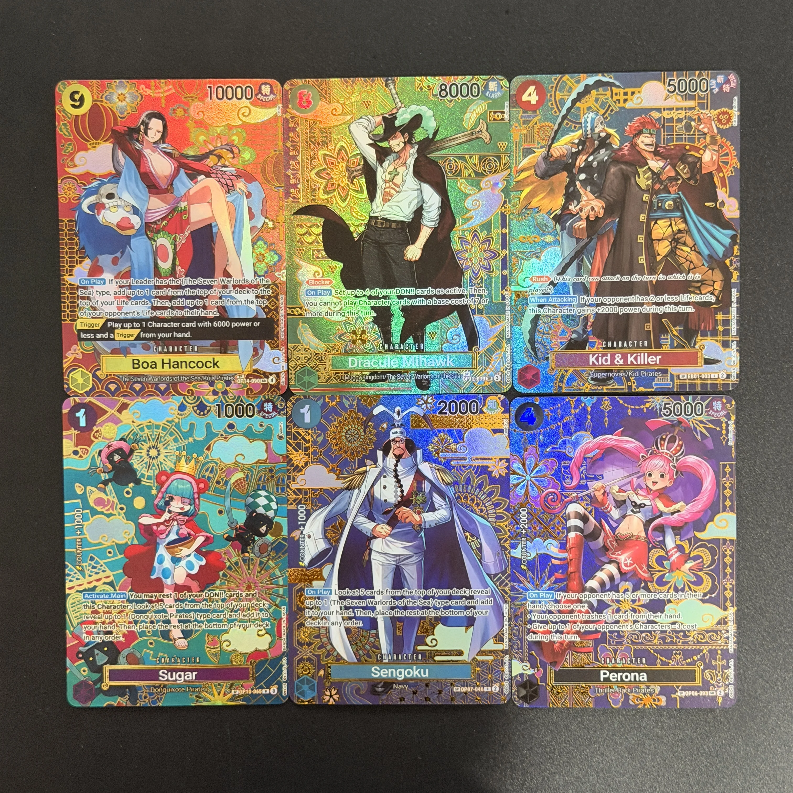 One Piece English Dracule Mihawk SR Boa Hancock Perona Sengoku Sugar Boa Hancock Colección Anime Juego de Cartas