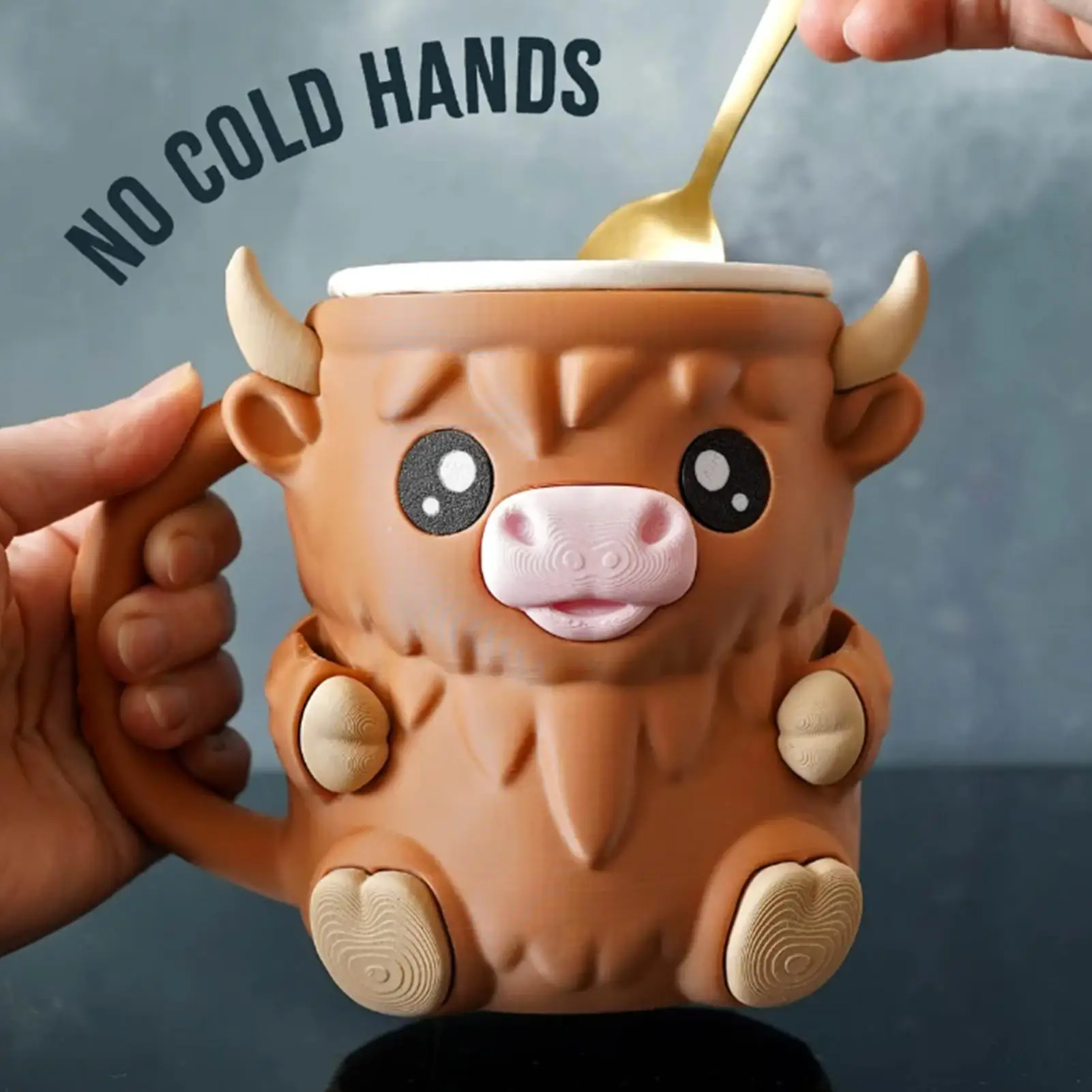 Ice Cream Pint Holder Cup Anti-Freezing Cow Shaped with Spoon Holder Insulated Pint Ice Cream Storage for Kitchen Home Apartment