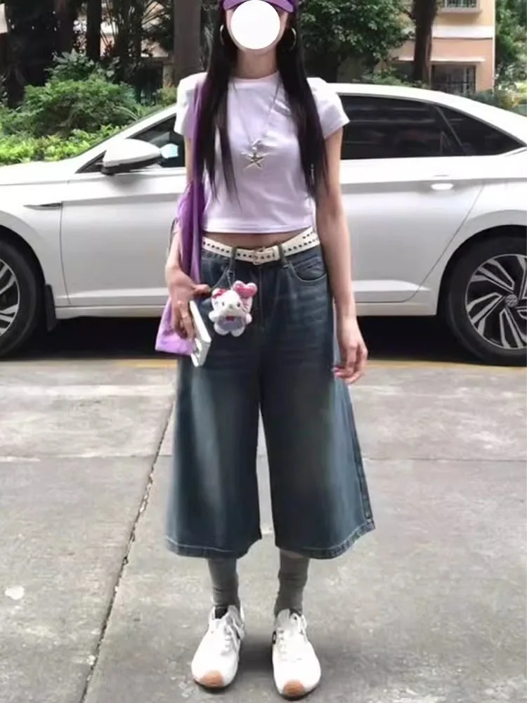 

Широкие джинсы с высокой талией, женские свободные прямые брюки на семи футов, повседневные джинсовые брюки в американском стиле ретро, осеннее новое поступление