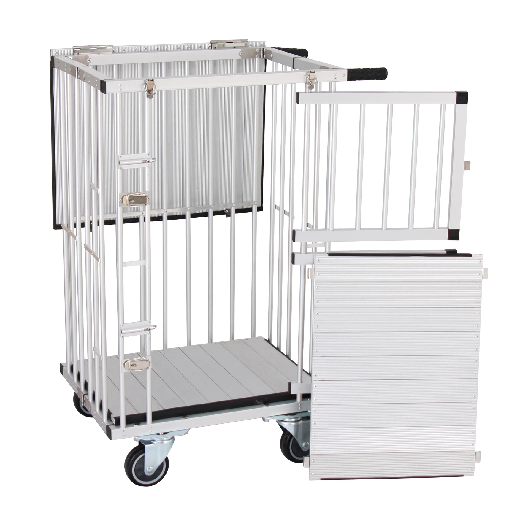 

PetFit Luxury Foldable Portable Aluminum Dog Show Trolley with Two Berth Light-Weight Plastic Tray Multiple Colors Snap Button