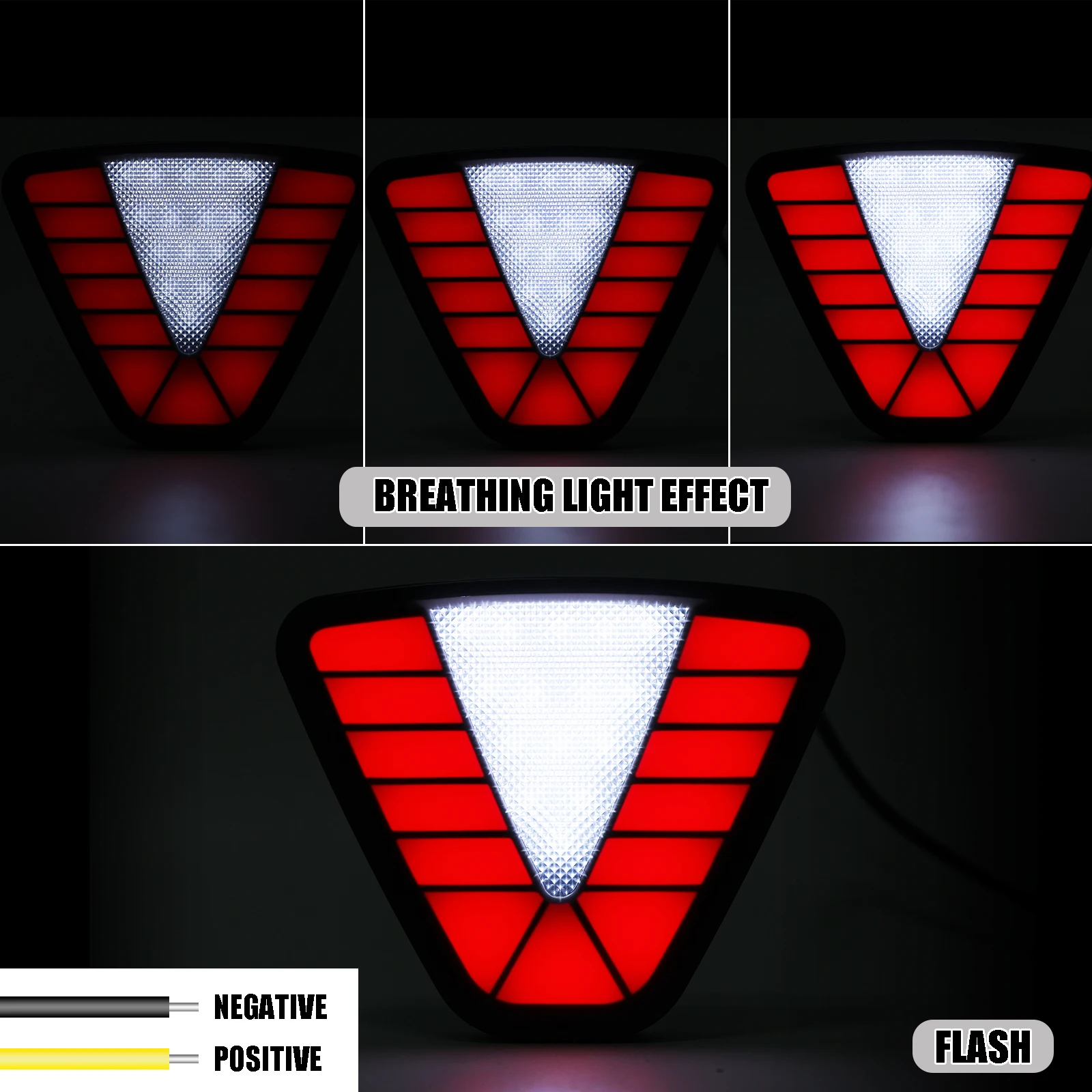 Car Brake Triangle Universal Warning Light Motorcycle Flash Strobe Brake Lamp Tail Light Super Bright Waterproof Safe Driving