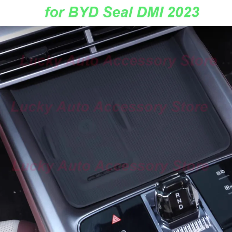 Car Central Wireless Charging Pad for BYD Seal DMI 2023 Silicone Anti-slip Protective Pad Storage Box Interior Accessories