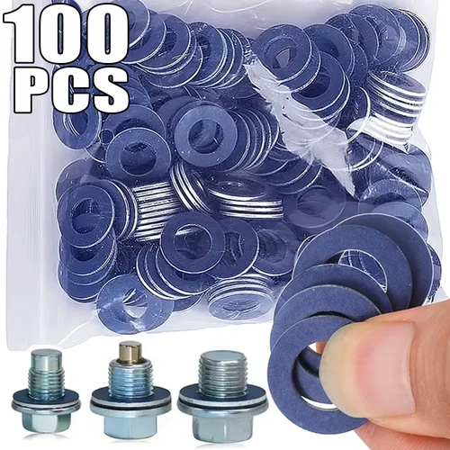 Imagen 1 del producto Junta de tornillo de coche para coches Toyota, sello de motor, tapón de drenaje de aceite de aluminio, arandelas, pieza de desgaste, accesorios de repuesto automotrices