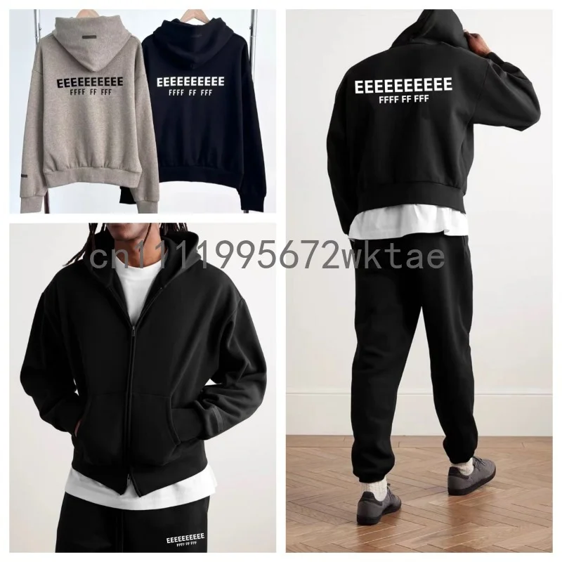 

Костюм с худи на молнии FW25 ALWAYS ON: люксовый дизайн, худи с силиконовыми буквами на спине, комплект для бега, хлопковый спортивный костюм на молнии для пар