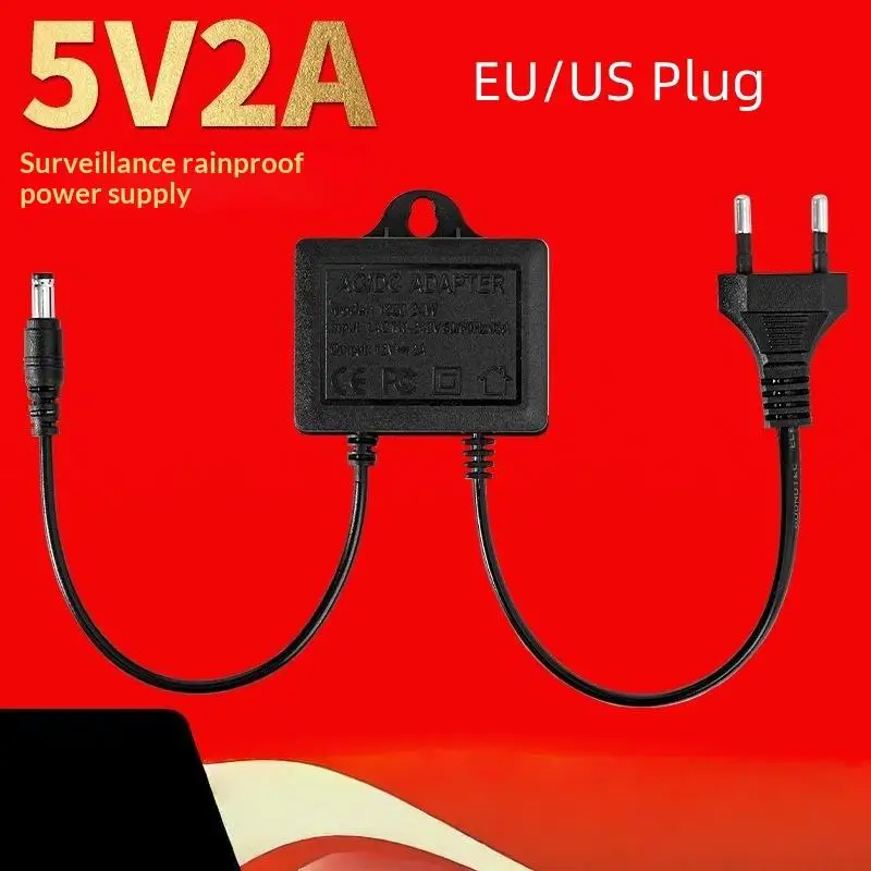 Waterproof Power Adapter DC5V2A EU/US Plug For CCTV Security Surveillance AHD Camera Charger NVR DVR LED Router Input AC180-240