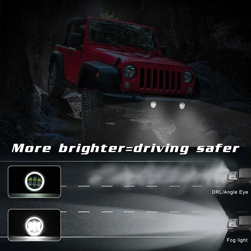 4inch Angel Eye Led LED Light Led DRL Red/Blue High Fog Light White Amber Halo Ring DRL for Jeep Wrangler JK TJ Dodge Journey