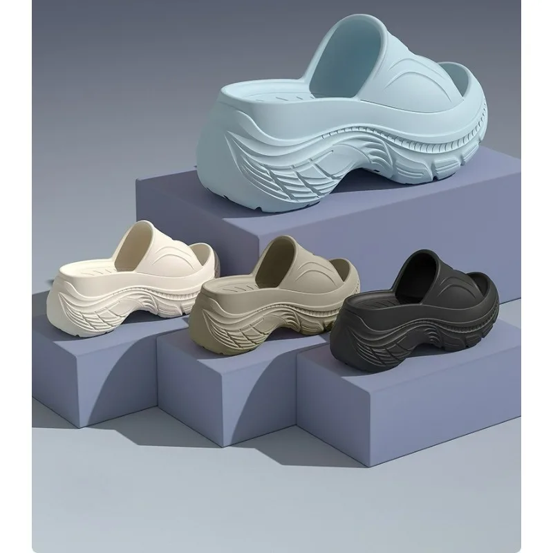 

Новинка 2026, удобные амортизирующие женские тапочки с толстой подошвой, летние домашние приморские пляжные нескользящие тапочки