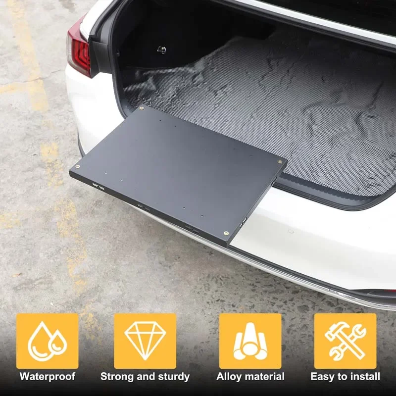 สำหรับ Lexus ES 2018-2025 ตัวล็อคฝากระโปรงท้ายรถยนต์ทำจากเหล็กกล้าคาร์บอนสีดำ ใช้เป็นโต๊ะพับได้สำหรับตั้งแคมป์กลางแจ้ง อุปกรณ์เสริมสำหรับรถยนต์