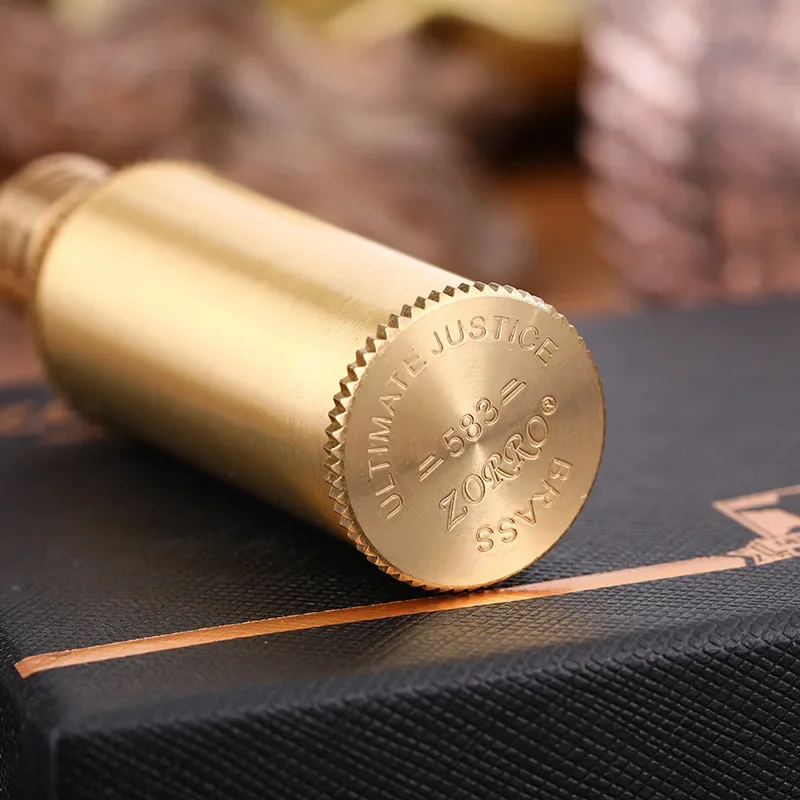 ZORRO Pure Copper Windproof Gasoline Petrol Lighter Flints Metal Mini Retro Unusual Kerosene Lighters Smoke Cigarette Lighter