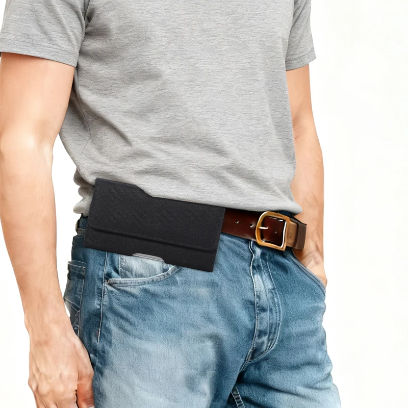 niversal Casual Phone Pouch For iPhone 17Pro 17Air 17 16 15 14 13 12 Pro Max Case Belt Clip Holster Oxford Cloth Bag Flip Cover