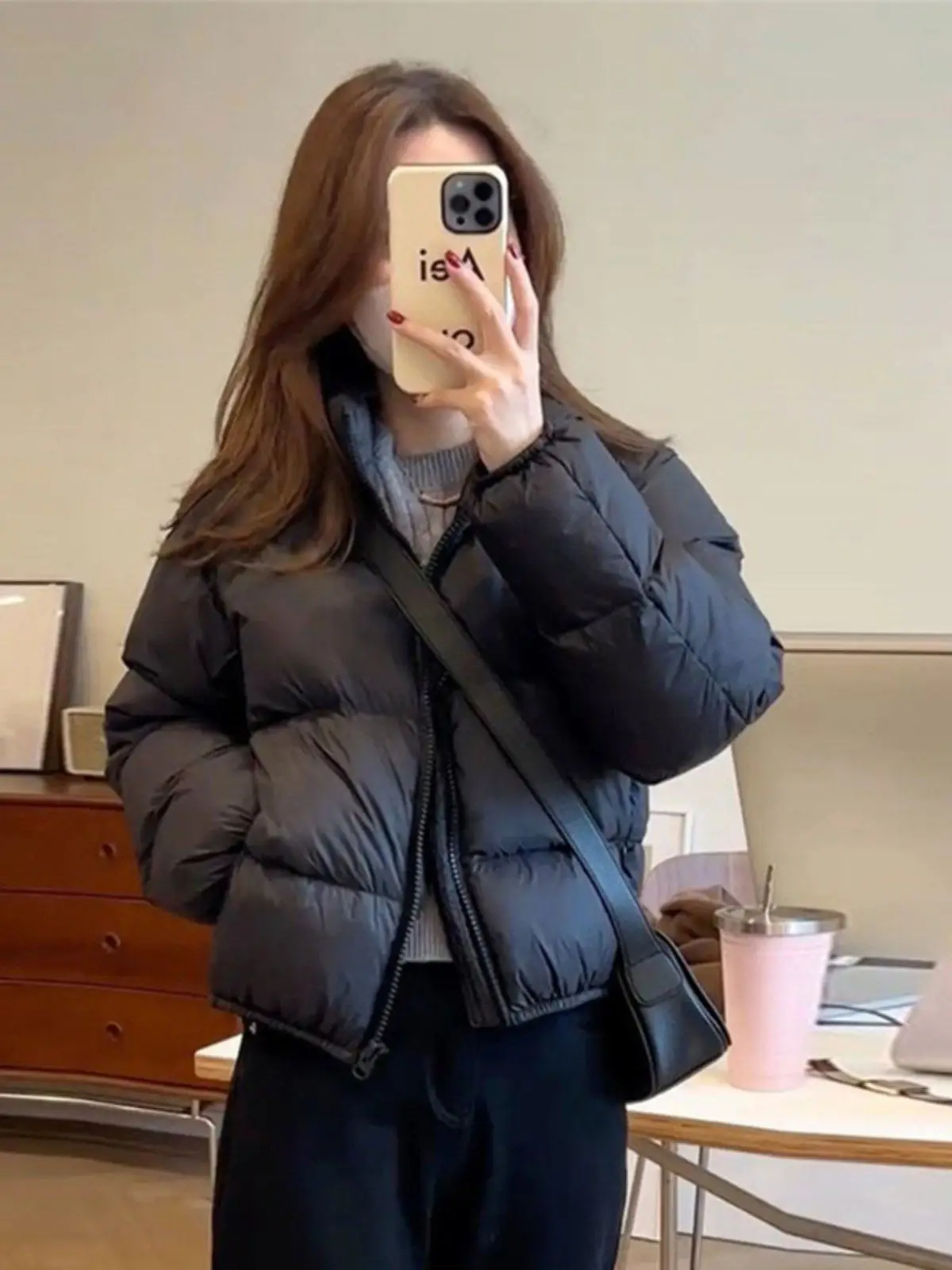 

Women's ort Stand Collar down Jaet Du Feather Bread Sle Outerwear Winter Warm Slimming Korean Version Coat