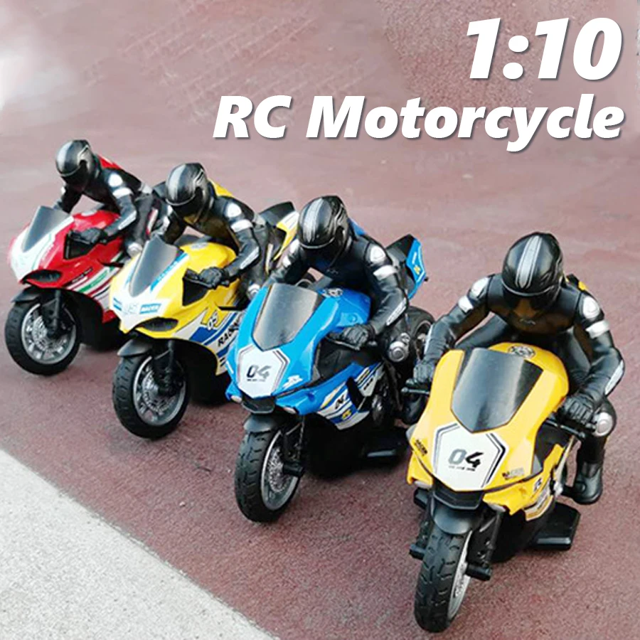 

Rc Motorcycle 1: 10 2.4G 4Ch Electric Drift Motorcycle for Children Remote Control Car Model Toys for Boys Kids Gift