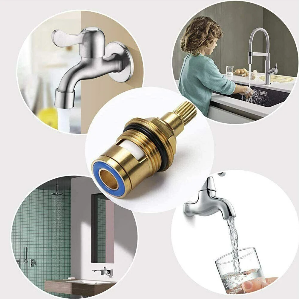 Durable High Quality Tap Valve Quarter Turn Insert Universal 50*22*22mm Anti-clockwise Brass Inner Faucet Valve