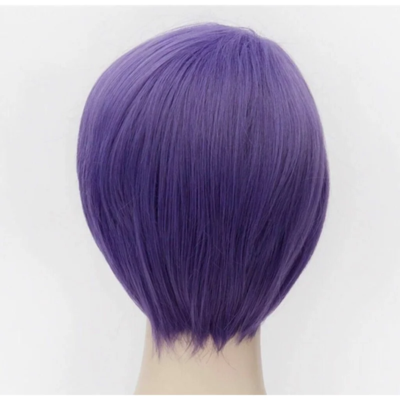 For Cosplay Shuu Tsukiyama Short Straight Purple Anime
