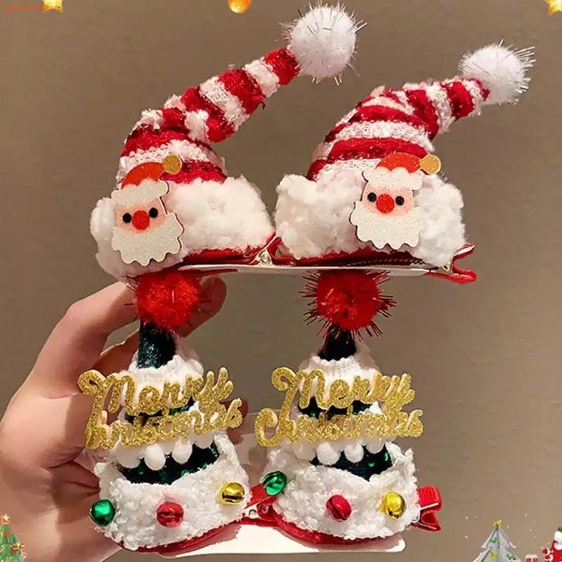 Q5WE Christmas Hair Clip for Adult Children Lovely 3D Santa Hats Hair Grip Hair Styling Accessories Holiday Props Headwear