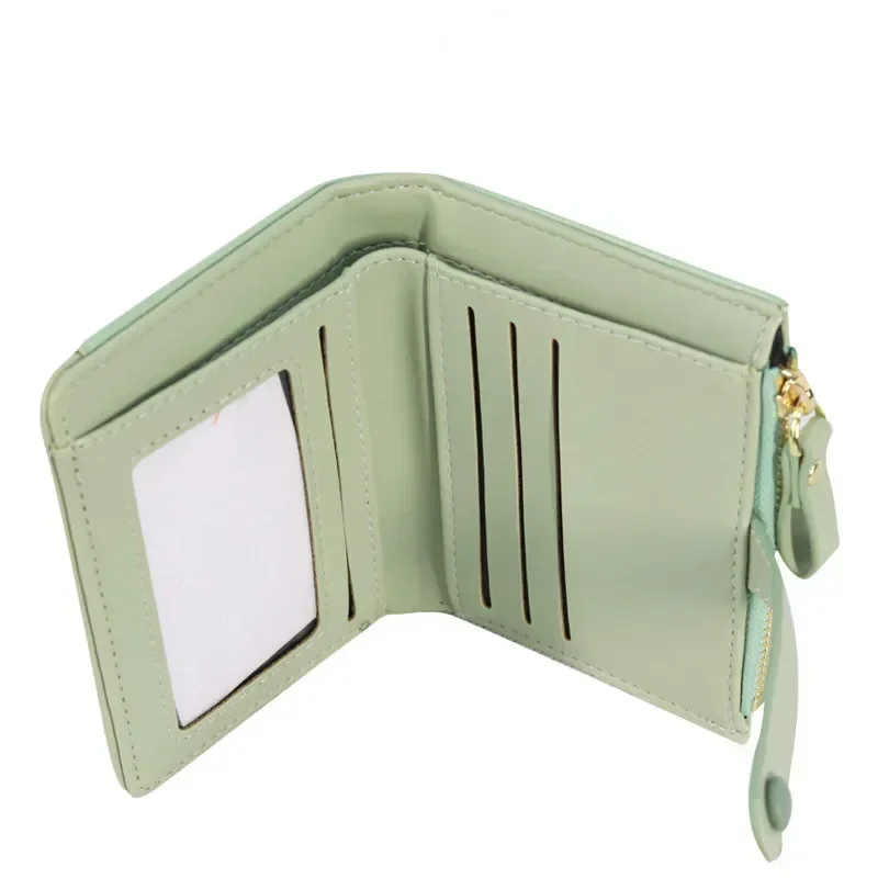 Женский кошелек из искусственной кожи на молнии — разноцветный держатель для карт и портмоне, карман для удостоверения личности/фото с короткой застежкой