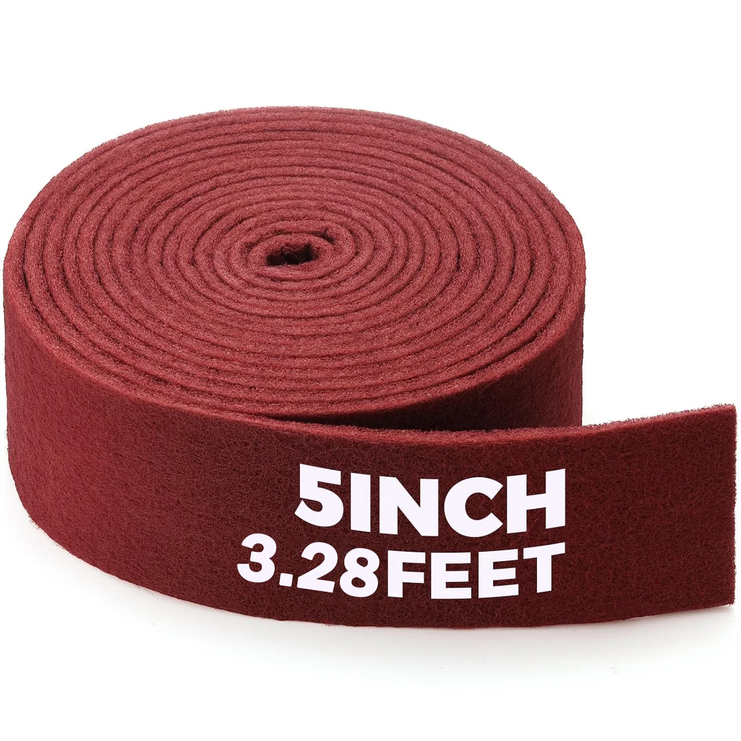 5 Inch x 3.28Ft Red Abrasive Scouring Pad Roll Heavy Duty Nylon Cleaning Pad for Metal Polishing Rust Removing Kitchen Industria