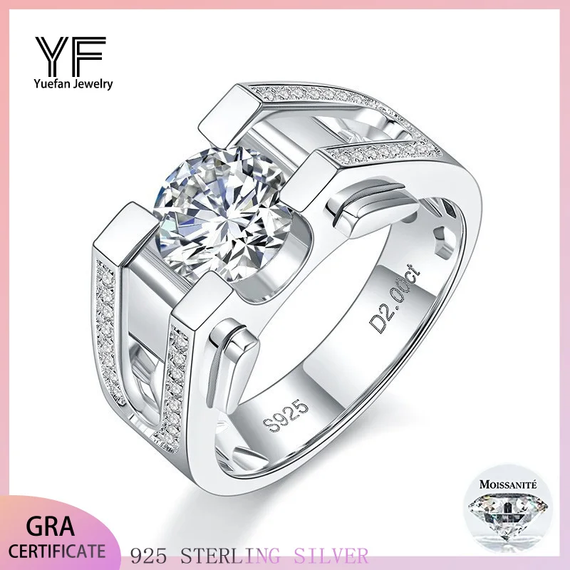 

Горячее роскошное кольцо из стерлингового серебра 925 пробы с муассанитом для мужчин, модное ювелирное изделие в стиле хип-хоп, мужское кольцо, подарки на Рождество и день рождения