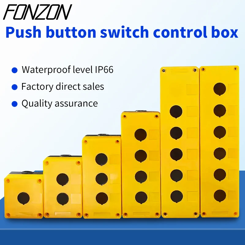 22mm Waterproof  Dustproof Button Box Switch 1/2/3/4/5 Holes  White/Yellow Enclosure XB2 LA38 Button Buzzer Indicator Light