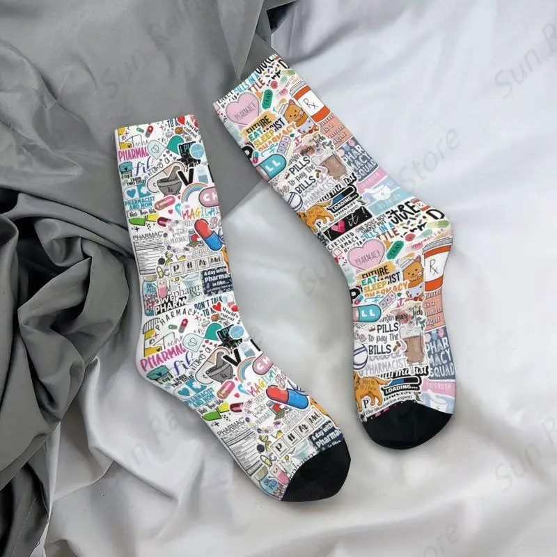 Calcetines divertidos de regalo para compañeros de trabajo de enfermería, médico, farmacéutico, cálidos, con estampado 3D, calcetines deportivos de baloncesto para enfermera médica