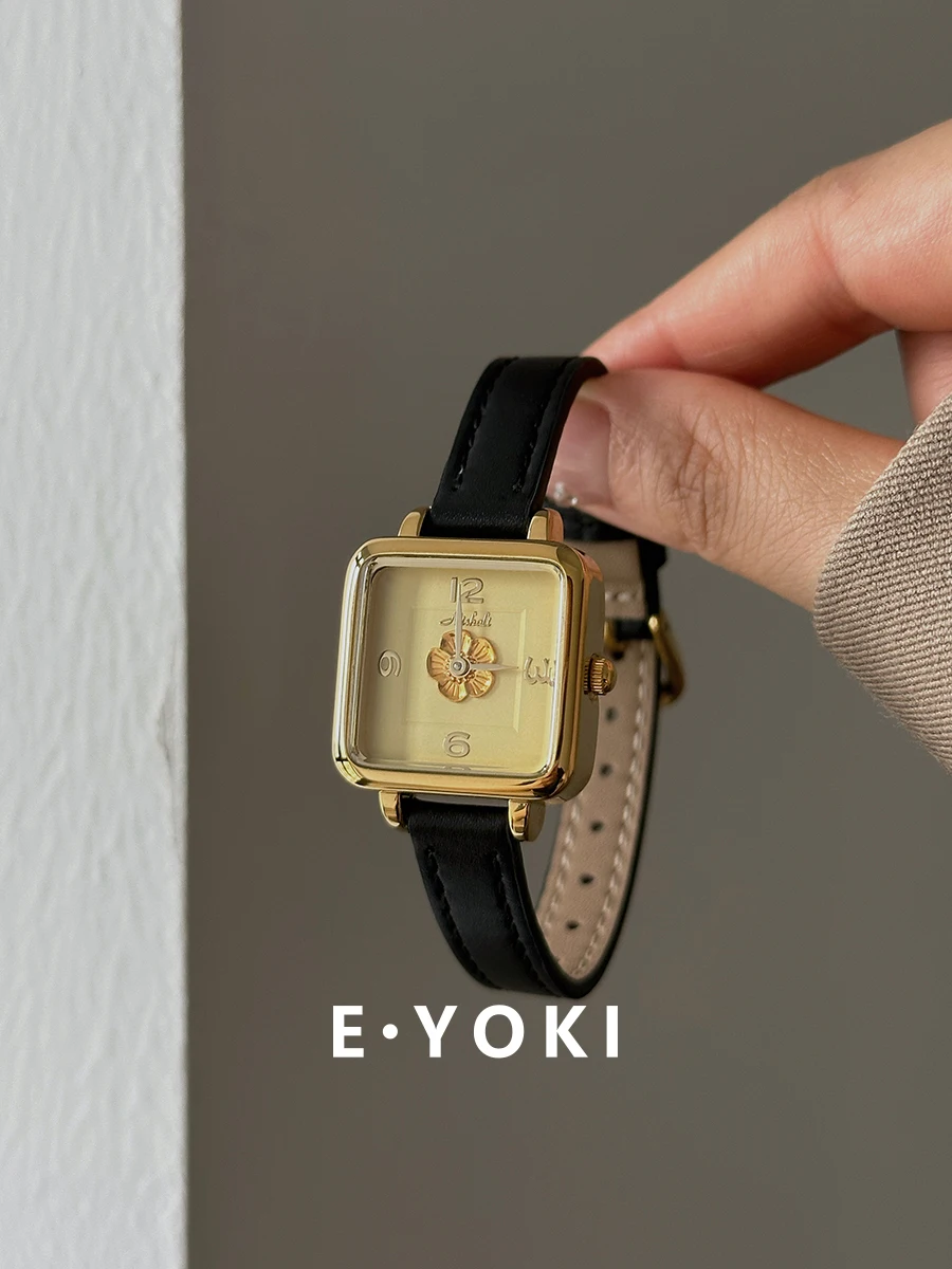 

New Small Square Women'S Watch, Luxurious And Sophisticated, Retro Leather Strap Watch, Women'S Stainless Steel Wristwatch.