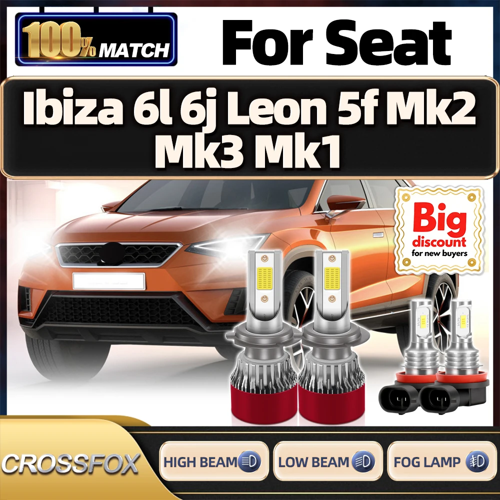 

CROSSFOX Turbo Высококачественные светодиодные лампы дальнего/ближнего света Canbus Обновление противотуманных фар Ампулы для Seat Ibiza 6l 6j Leon 5f Mk2 Mk3 Mk1