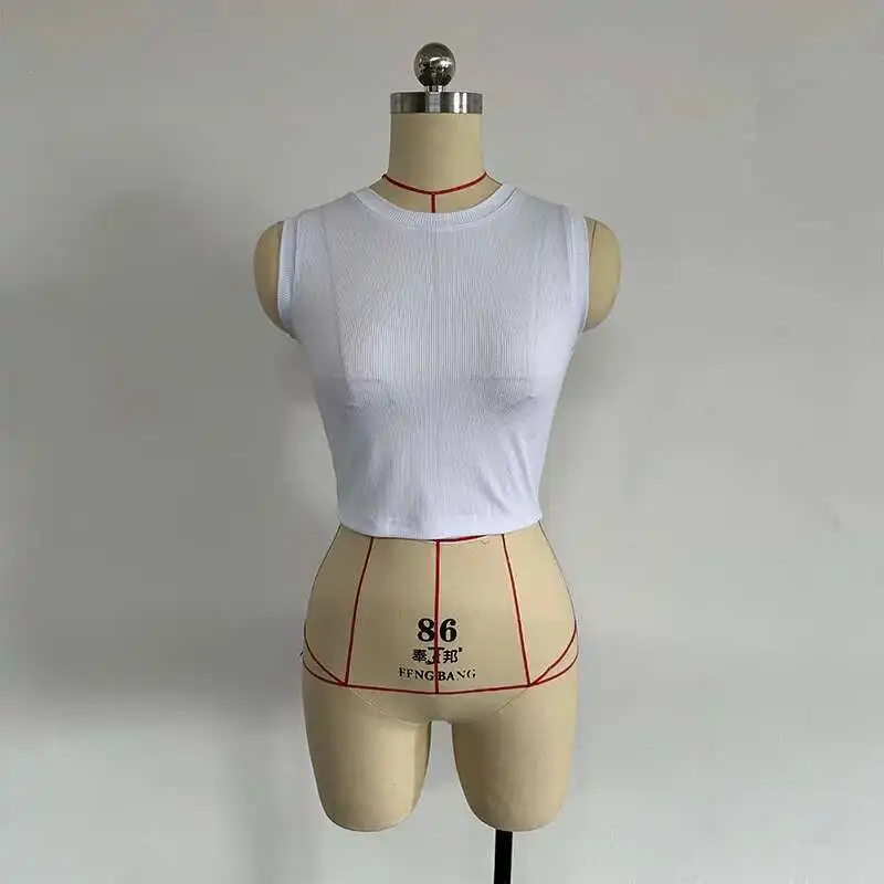 

Inner Hk3015 White Vest, Fresh, Sweet and Sexy Round Neck Vest