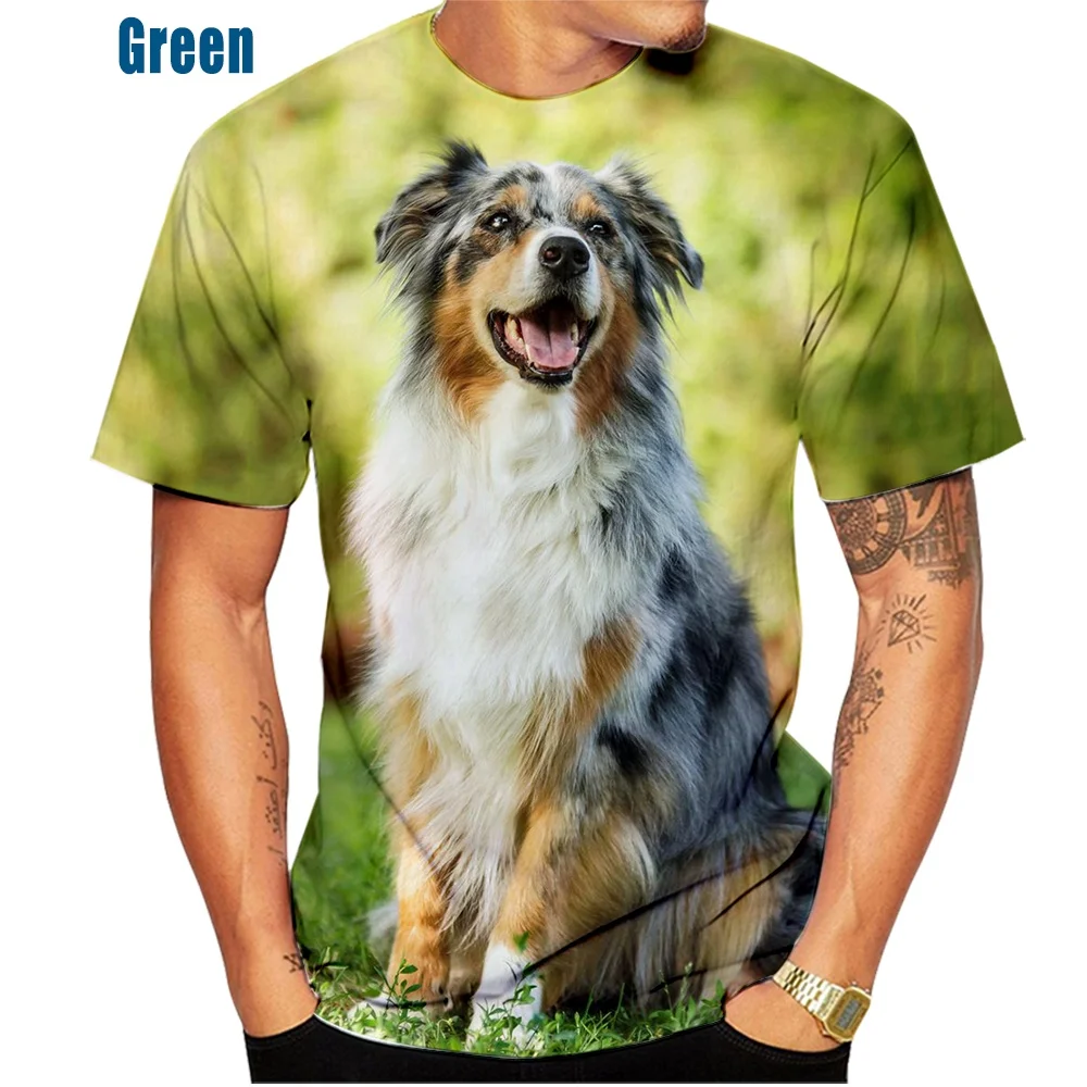 Unisex Cute Dog 3D-Druckmuster Top  Border Collie  T-Shirt Freizeitkleidung Sport T-Shirt