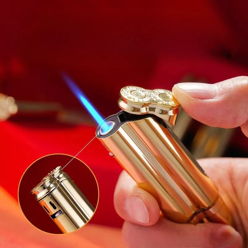 Wholesale Metal Double Bullet Shape Inflatable Windproof Lighter Bullet Model Ornaments Cigarette Lighter Men Outdoor Cigar Gift
