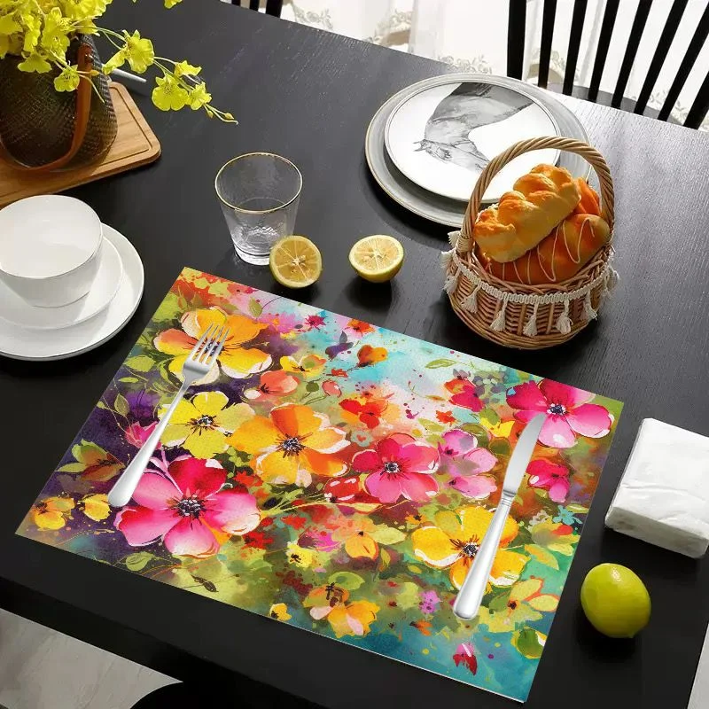 VIKAMA Placemat Tree of Life Oil Painting Print, Waterproof Oil-Proof Heat-Resistant Dining Table Mat for Home