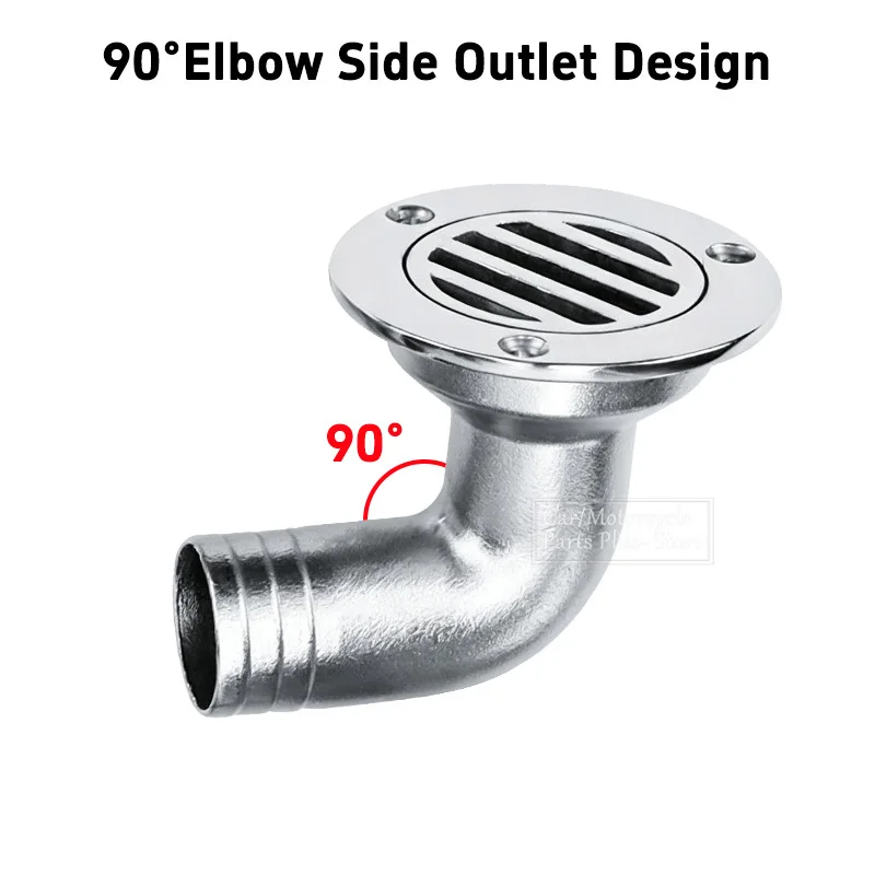 Marine Hardware 316 Stainless Steel 90 Degree  Deck Cockpit Drain Scupper Curved Floor Drain Yacht Hardware 19/22/32/38/63MM