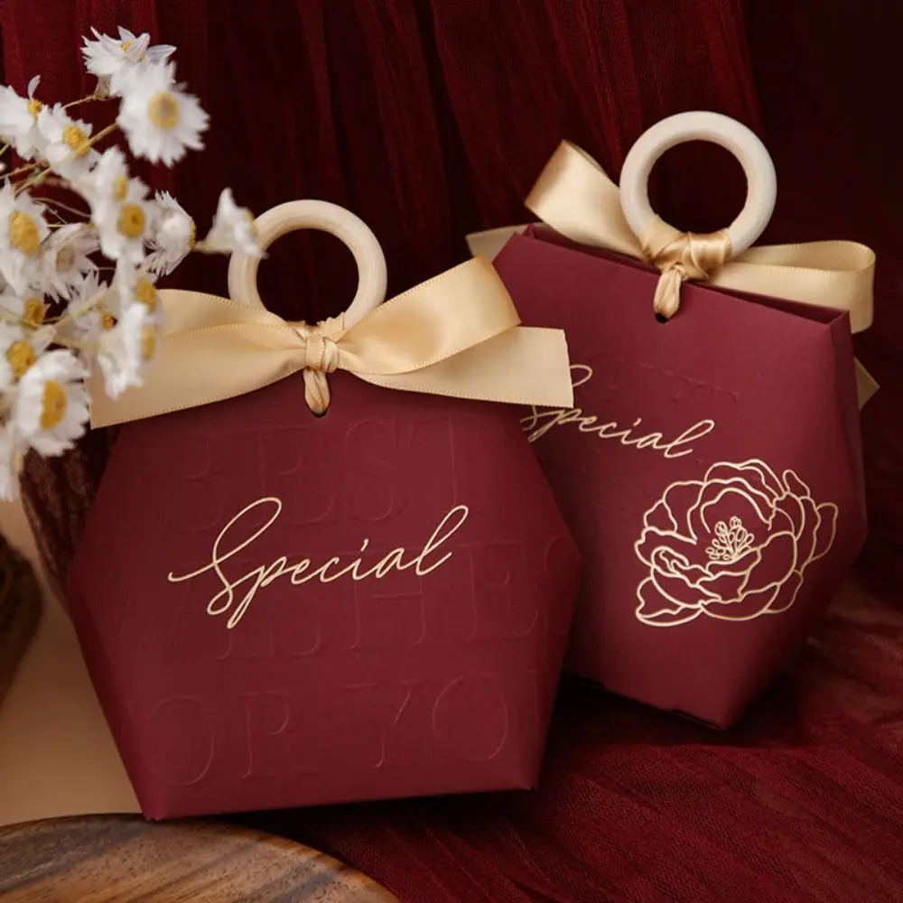 Wooden Ring Gift Bag Wedding Favors For Guests Gift Box Packaging Chocolate Candy Bags Baby Shower Wedding Decoration