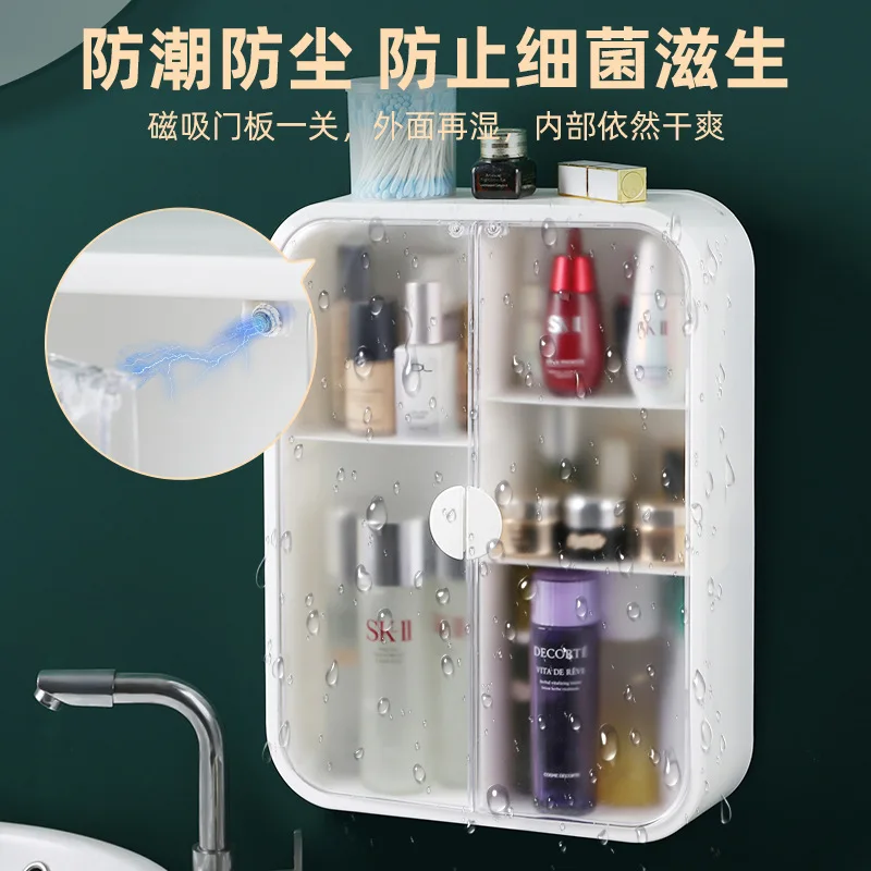 Bathroom Wall Hanging Makeup Storage Box without Punching Drawer-type Makeup Organizer Cosmetic Storage Box Jewelry Organizer