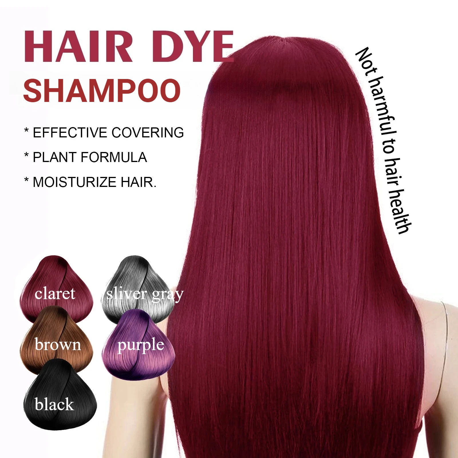 Shampoo para Tingimento de Cabelo 3 em 1 de 100ml, Coloração Rápida, Reparação Duradoura, Limpeza a Seco, Restauração Nutritiva das Raízes do Cabelo