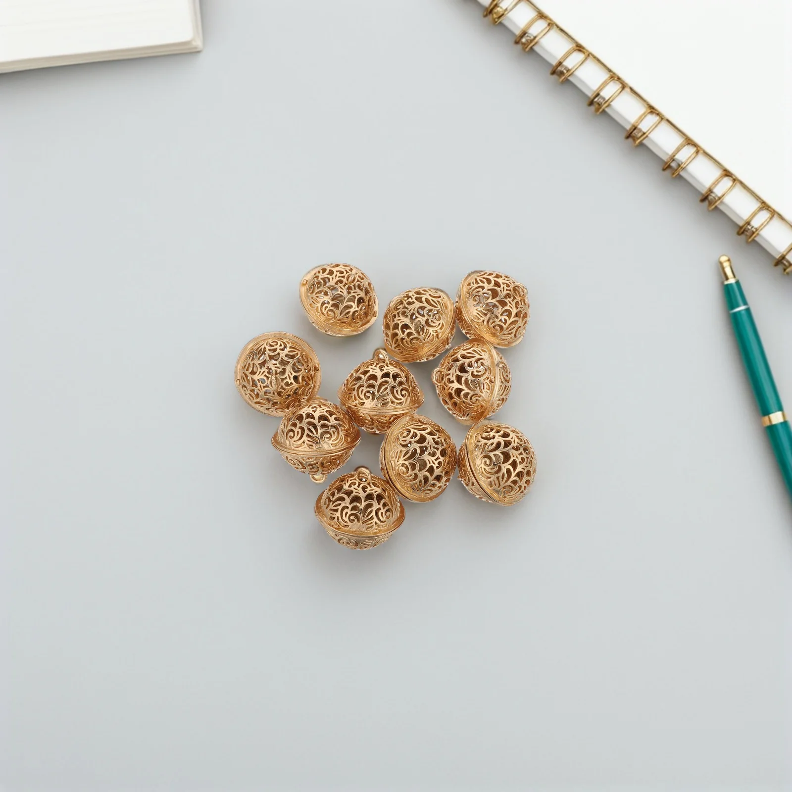 

10Pcs Hollow-Out Bells Golden Electroplated Tin Alloy Mini Jingle Bells for DIY Craft Making Christmas Ornament Home Decoration