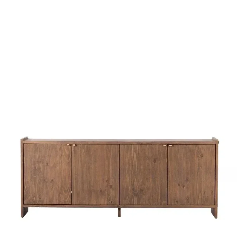 Black walnut dining side cabinet Nordic living room light luxury entrance antique storage floor cabinet