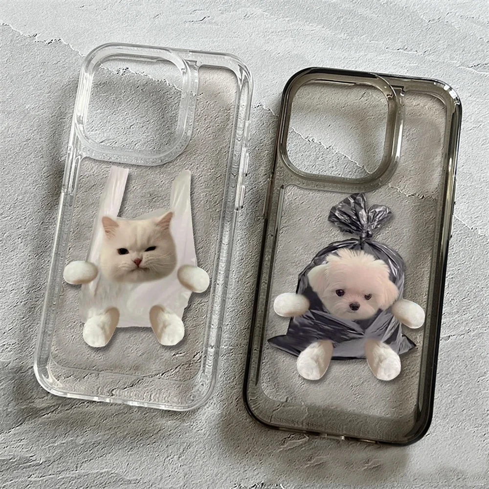 creative trash bag for cats and dogs phone case For iPhone 14 13 11 12 Pro Max Mini Plus XS Max XR X 7 8 plus Armor Cover Funda