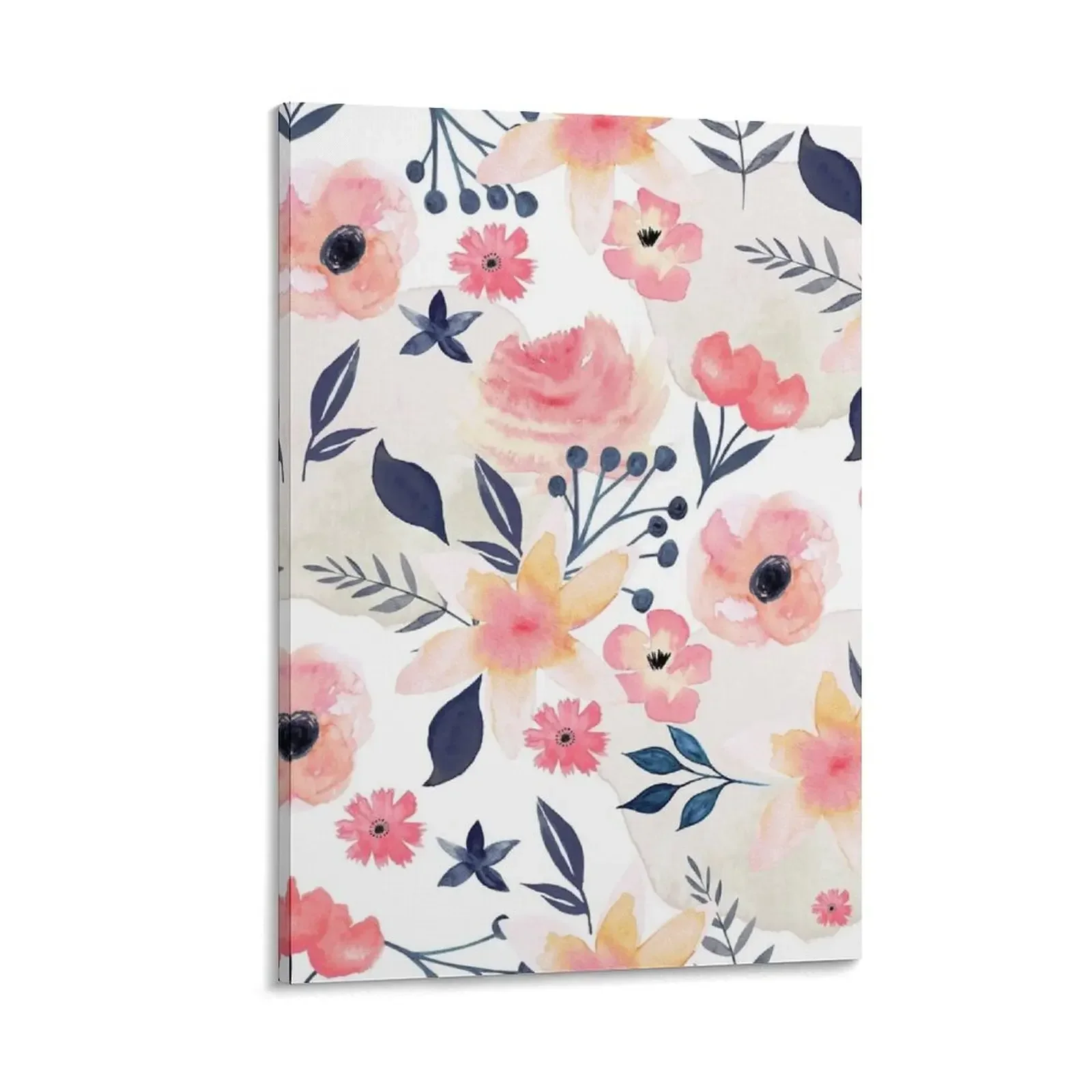 

Coral and Navy Floral Canvas Painting Wall paintings Decor for room anime figure