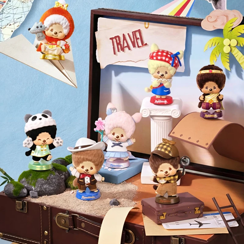 

Genuine Monchhichi Global Tour Series Blind Box China Russia France Egypt Anime Figure American West Mystery Box Model Ornament