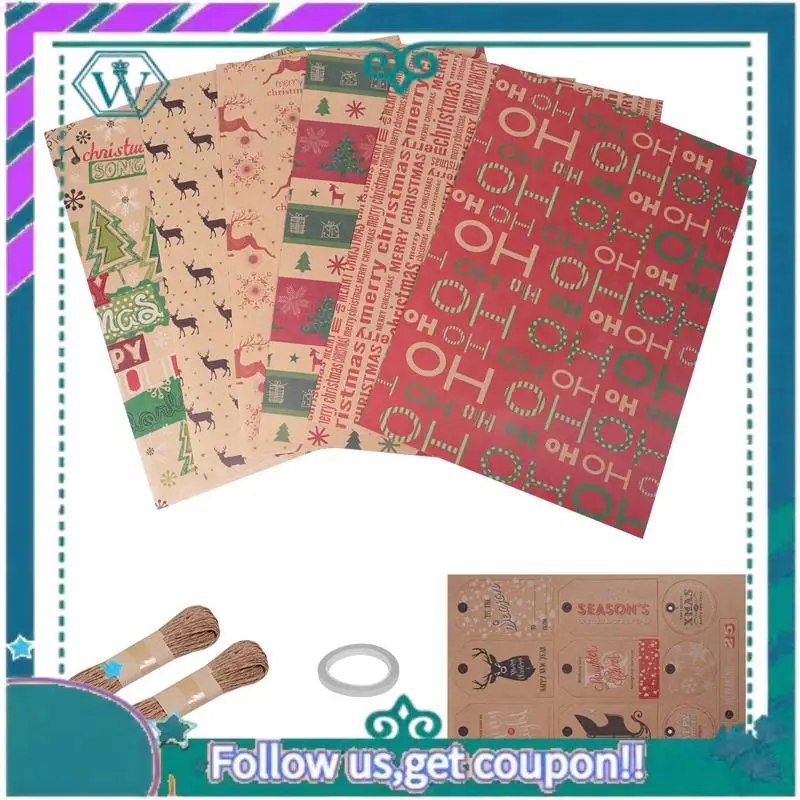 Upgraded 6 Pack Wrapping Paper Sheets,For Christmas Birthday Party Wrapping Paper Set Gift Wrap Papers